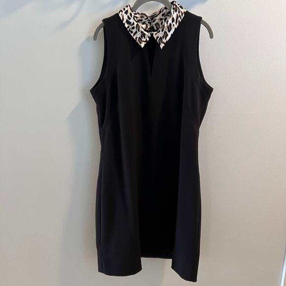 NWT White House Black Market Removable Leopard Collar Dress Size 14 - Picture 1 of 10